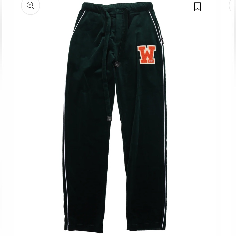 Off-White green Velvet Pajama Pants NWT
